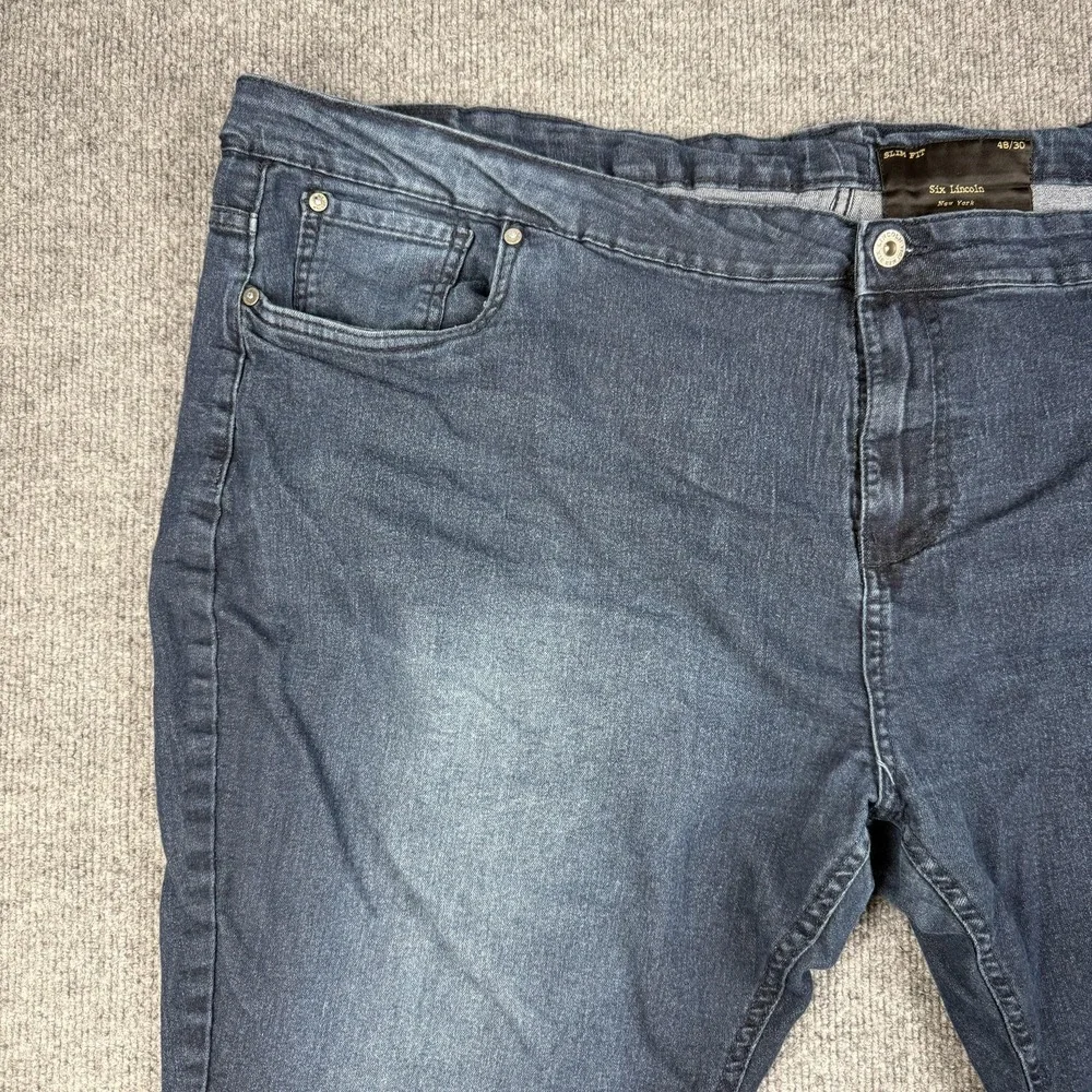 Six Lincoln Jeans Mens 48 Blue Slim Fit Stretch‎ Denim Straight Leg Big & Tall